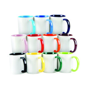 Caneca Cerâmica 350ml Alça Colorida
